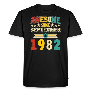Génial depuis septembre 1982 - T-shirt Premium bio Homme - noir - Devant - Nico (187cm)