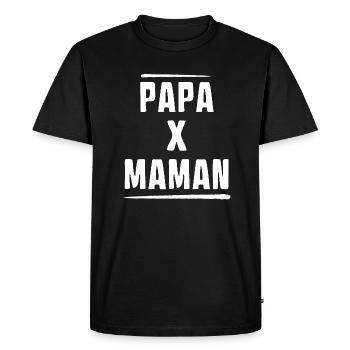 Papa X Maman bébé grossesse Annonce - T-shirt Premium bio Homme - noir - Devant - Nico (187cm)