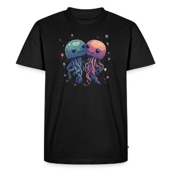 Méduses animaux mignons - T-shirt Premium bio Homme - noir - Devant - Nico (187cm)