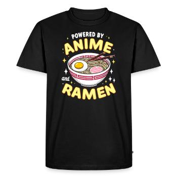 Powered By Anime And Ramen - Men's Premium Organic T-Shirt - black - Front - Nico (187cm)