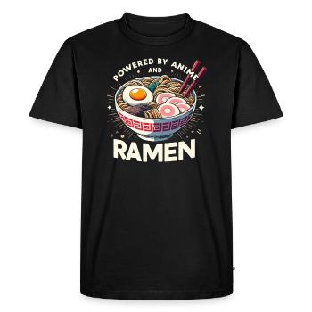 Powered By Anime And Ramen - Men's Premium Organic T-Shirt - black - Front - Nico (187cm)