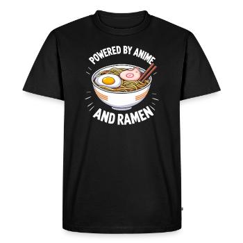 Powered By Anime And Ramen - Men's Premium Organic T-Shirt - black - Front - Nico (187cm)