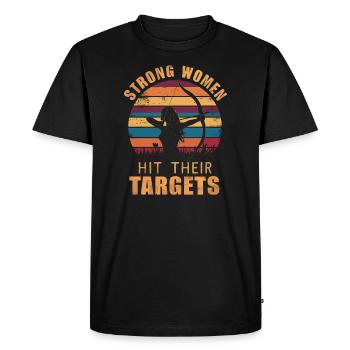 Strong women hit their targets Archery - Men's Premium Organic T-Shirt - black - Front - Nico (187cm)