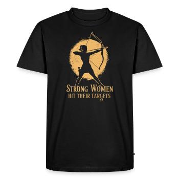Strong women hit their targets Archery - Men's Premium Organic T-Shirt - black - Front - Nico (187cm)