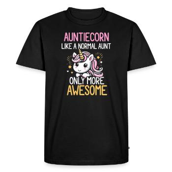 Tante, Tante, Licorne - T-shirt Premium bio Homme - noir - Devant - Nico (187cm)