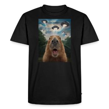 Capybara Selfie OVNI Drôle d’animaux Photos - T-shirt Premium bio Homme - noir - Devant - Nico (187cm)