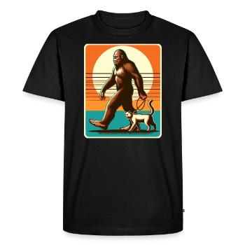 Bigfoot Cat Funny Pictures - Men's Premium Organic T-Shirt - black - Front - Nico (187cm)