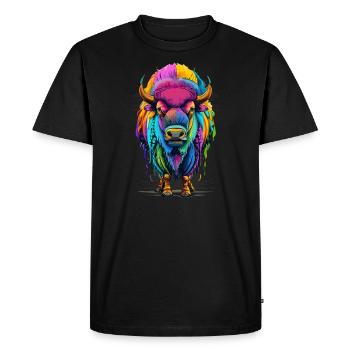 Bison - T-shirt Premium bio Homme - noir - Devant - Nico (187cm)
