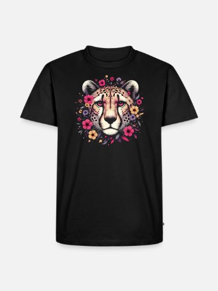 Cheetah Cheetah Flowers - Men's Premium Organic T-Shirt - black