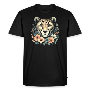 Guépard Fleurs de guépard - T-shirt Premium bio Homme - noir - Devant - Nico (187cm)