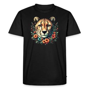 Guépard Fleurs de guépard - T-shirt Premium bio Homme - noir - Devant - Nico (187cm)