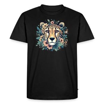 Guépard Fleurs de guépard - T-shirt Premium bio Homme - noir - Devant - Nico (187cm)