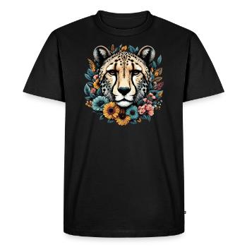 Guépard Fleurs de guépard - T-shirt Premium bio Homme - noir - Devant - Nico (187cm)