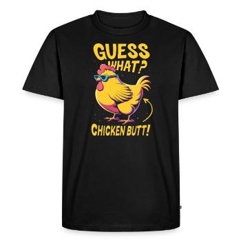 Devinez quel mégot de poulet - T-shirt Premium bio Homme - noir - Devant - Nico (187cm)