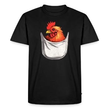 Chicken In Pocket - Men's Premium Organic T-Shirt - black - Front - Nico (187cm)