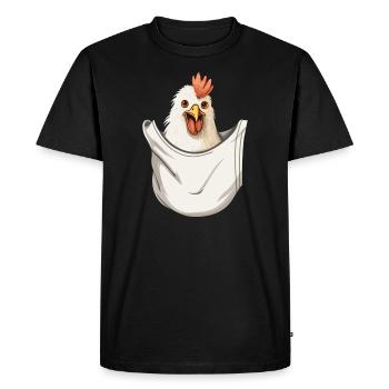 Chicken In Pocket - Men's Premium Organic T-Shirt - black - Front - Nico (187cm)