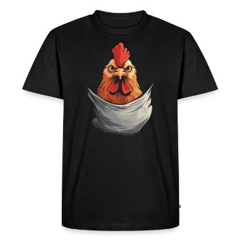 Chicken In Pocket - Men's Premium Organic T-Shirt - black - Front - Nico (187cm)