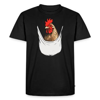Chicken In Pocket - Men's Premium Organic T-Shirt - black - Front - Nico (187cm)