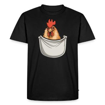 Chicken In Pocket - Men's Premium Organic T-Shirt - black - Front - Nico (187cm)