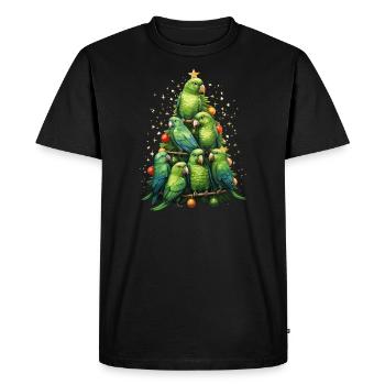 Budgie Parakeet Christmas Tree - Men's Premium Organic T-Shirt - black - Front - Nico (187cm)