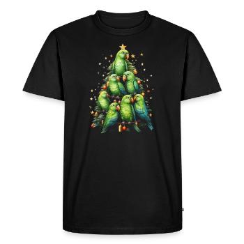 Budgie Parakeet Christmas Tree - Men's Premium Organic T-Shirt - black - Front - Nico (187cm)