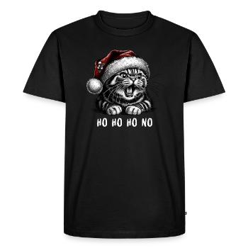 Hissing Santa Kitten - Men's Premium Organic T-Shirt - black - Front - Nico (187cm)