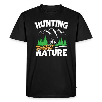 La chasse protège la nature - T-shirt Premium bio Homme - noir - Devant - Nico (187cm)