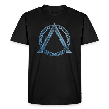 Sparta Lambda icône bleu glace - T-shirt Premium bio Homme - noir - Devant - Nico (187cm)