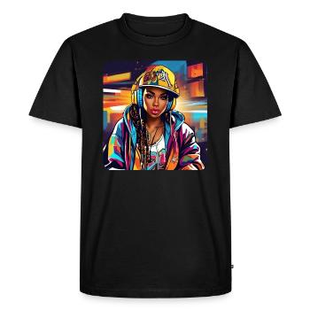 Cool Girl avec des écouteurs Graffiti Hip Hop Music - T-shirt Premium bio Homme - noir - Devant - Nico (187cm)