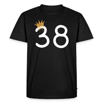 Elegant birthday number 38 with crown - Men's Premium Organic T-Shirt - black - Front - Nico (187cm)