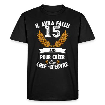 15 ans anniversaire 15 anniversaire cadeau 15 ans - T-shirt Premium bio Homme - noir - Devant - Nico (187cm)