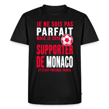supporter foot Monaco Humour foot club Monégasques - T-shirt Premium bio Homme - noir - Devant - Nico (187cm)