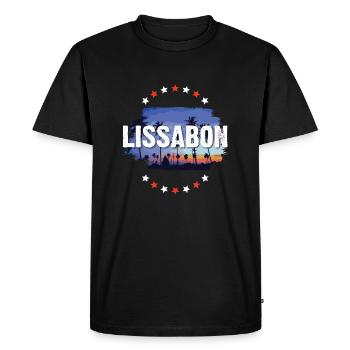 Lisbonne - T-shirt Premium bio Homme - noir - Devant - Nico (187cm)