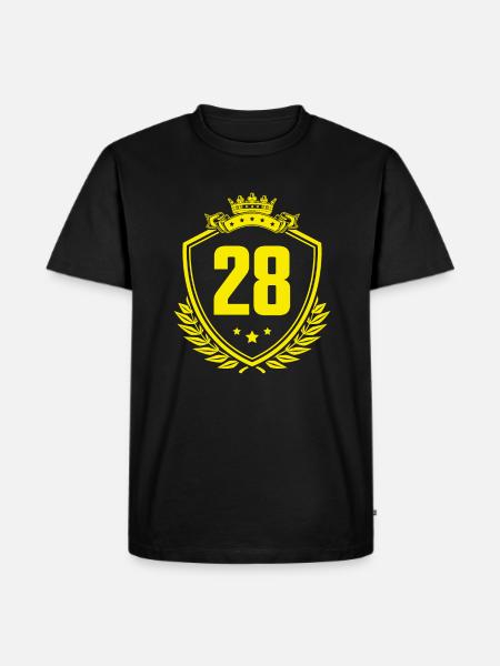 28 Zahl Wappen - Männer Premium Bio T-Shirt - Schwarz