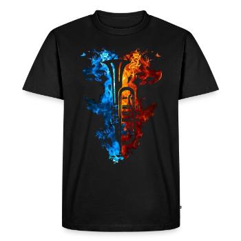 Trumpet Red Blue Fire Musical Instrument Fire Art - Men's Premium Organic T-Shirt - black - Front - Nico (187cm)
