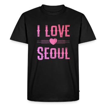 J’aime Séoul - T-shirt Premium bio Homme - noir - Devant - Nico (187cm)
