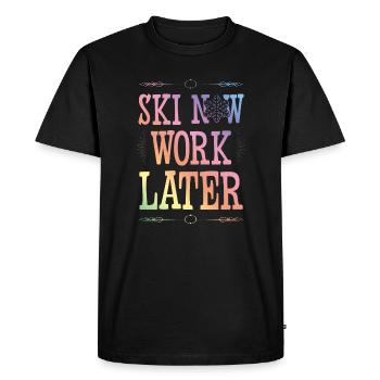 Ski now work later - Men's Premium Organic T-Shirt - black - Front - Nico (187cm)