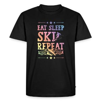 Eat Sleep Ski Repeat - Men's Premium Organic T-Shirt - black - Front - Nico (187cm)