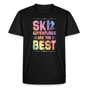 Aventures de ski - T-shirt Premium bio Homme - noir - Devant - Nico (187cm)