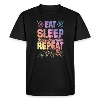 Manger dormir Snowboard Répéter - T-shirt Premium bio Homme - noir - Devant - Nico (187cm)