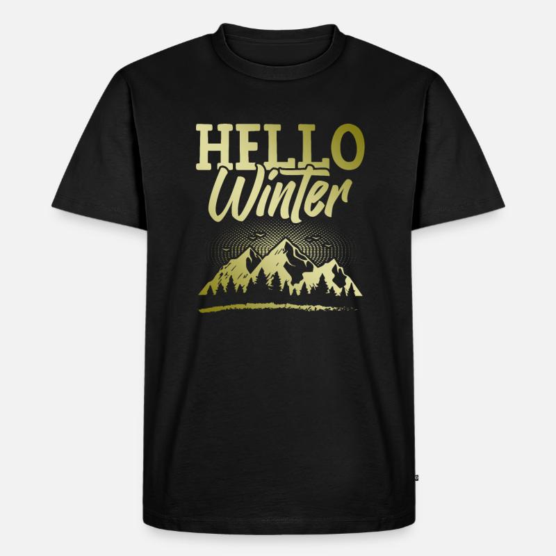 Hello Spruch Winter - Männer Premium Bio T-Shirt - Schwarz
