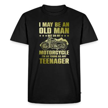 Motorcycle old man - Men's Premium Organic T-Shirt - black - Front - Nico (187cm)