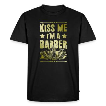 Embrasse-moi Barbier - T-shirt Premium bio Homme - noir - Devant - Nico (187cm)