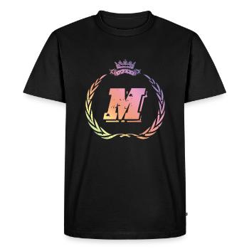 M Letter Wreath - Men's Premium Organic T-Shirt - black - Front - Nico (187cm)