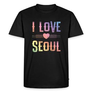 J’aime Séoul - T-shirt Premium bio Homme - noir - Devant - Nico (187cm)