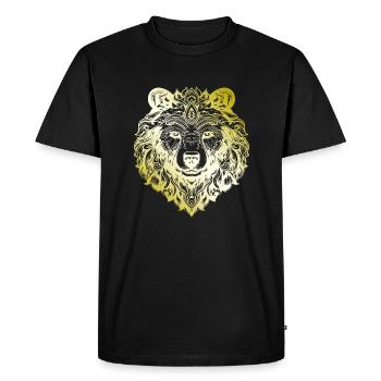 Bear Grizzly Mandala gold - Men's Premium Organic T-Shirt - black - Front - Nico (187cm)