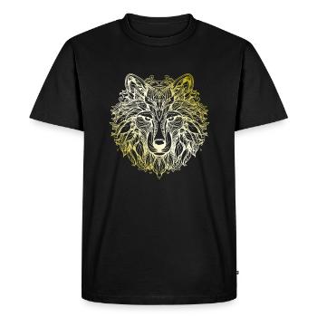 Wolf Mandala or - T-shirt Premium bio Homme - noir - Devant - Nico (187cm)