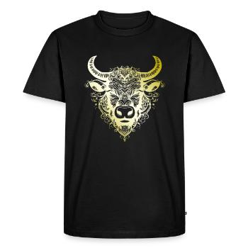 Taureau Mandala or - T-shirt Premium bio Homme - noir - Devant - Nico (187cm)