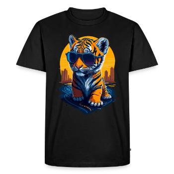 Mignon bébé tigre - T-shirt Premium bio Homme - noir - Devant - Nico (187cm)