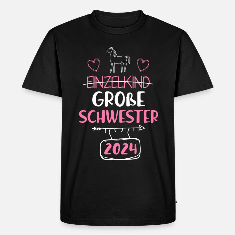 Ich werde Große Schwester 2024 - Männer Premium Bio T-Shirt - Schwarz